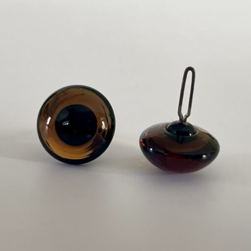 Traditional Glass Teddy bear eyes in dark smoked topaz colour