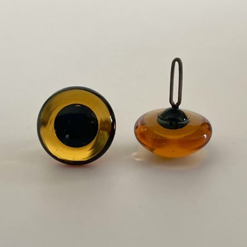 Traditional Glass Teddy bear eyes in medium topaz colour