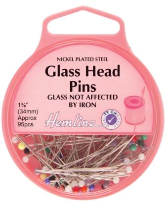 Hemline Glass Head Pins