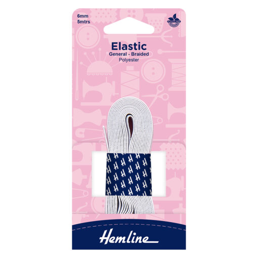6mm white elastic available in 1, 5 or 10m lengths