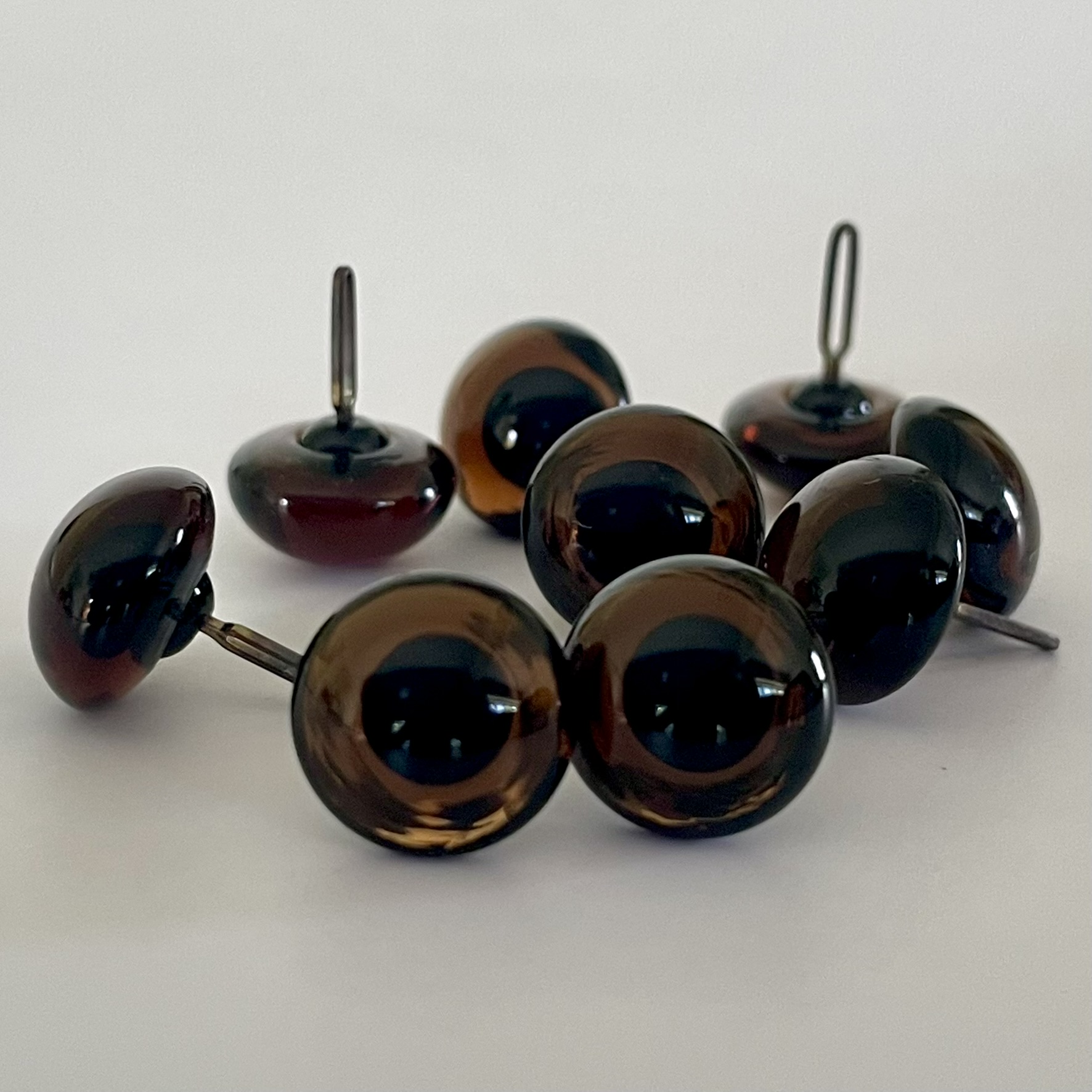 Traditional Glass Teddy bear eyes in dark smoked topaz colour