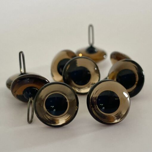 Traditional Glass Teddy bear eyes in dark smoked topaz colour