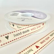 Handmade with Love Ribbon with 15mm thickness available as a 20mm roll or 1m length