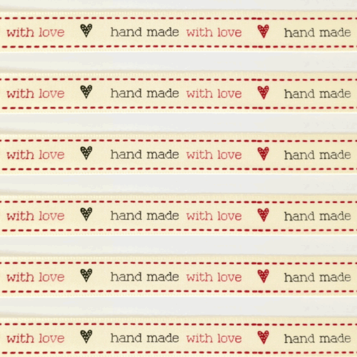 Handmade with Love Ribbon with 15mm thickness available as a 20mm roll or 1m length