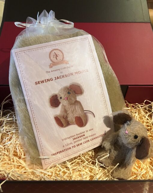 Jackson Mouse kit containing all materials and pattern needed to create a cute miniature mouse toy