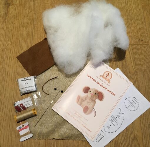 Jackson Mouse kit containing all materials and pattern needed to create a cute miniature mouse toy