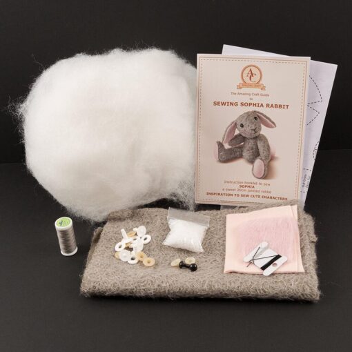 Sophia Rabbit Sewing kit to make a soft toy mohair rabbit
