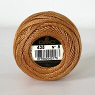 A DMC Cotton Perle 116 / 436 / 8 (Light Tan Brown) ball of 100%, mercerised cotton thread that has been manufactured using a twisting process so it iis non-divisible.