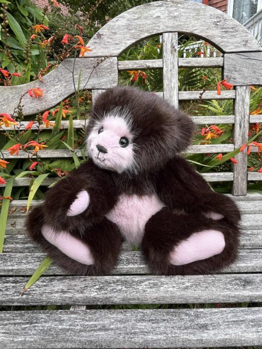 Lyric Cheek Insert brown and pink Teddy Bear made from pattern stocked by Amazing Craft