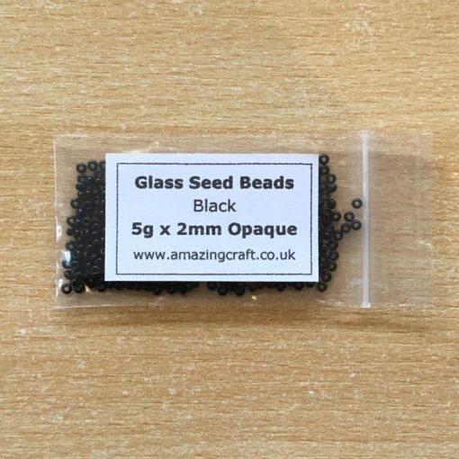 Glass Seed Beads Eyes Black Pack