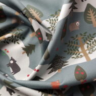 Bear print fabric with funny cat design for doll making, bear making, dress making, bags, cushions, patchwork, quilting and face masks. This is in shade blue/green.