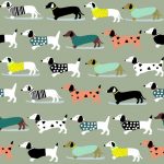 Sewing Sanctuary Cotton Fabric - Dachshunds Green