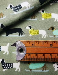 Sewing Sanctuary Cotton Fabric - Dachshunds Green
