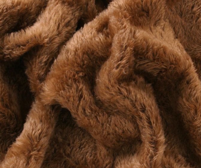 Mohair Teddy Bear Fabric - Caramel on Brown - 20mm Whirl - AMAZING CRAFT