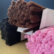 30cm chenille pipe cleaners pink brown and black colours