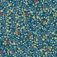 Flower pattern fabric with funny cat design for doll making, bear making, dress making, bags, cushions, patchwork, quilting and face masks. This is in shade blue/green.