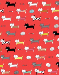 Sewing Sanctuary Cotton Cat Fabric - Red