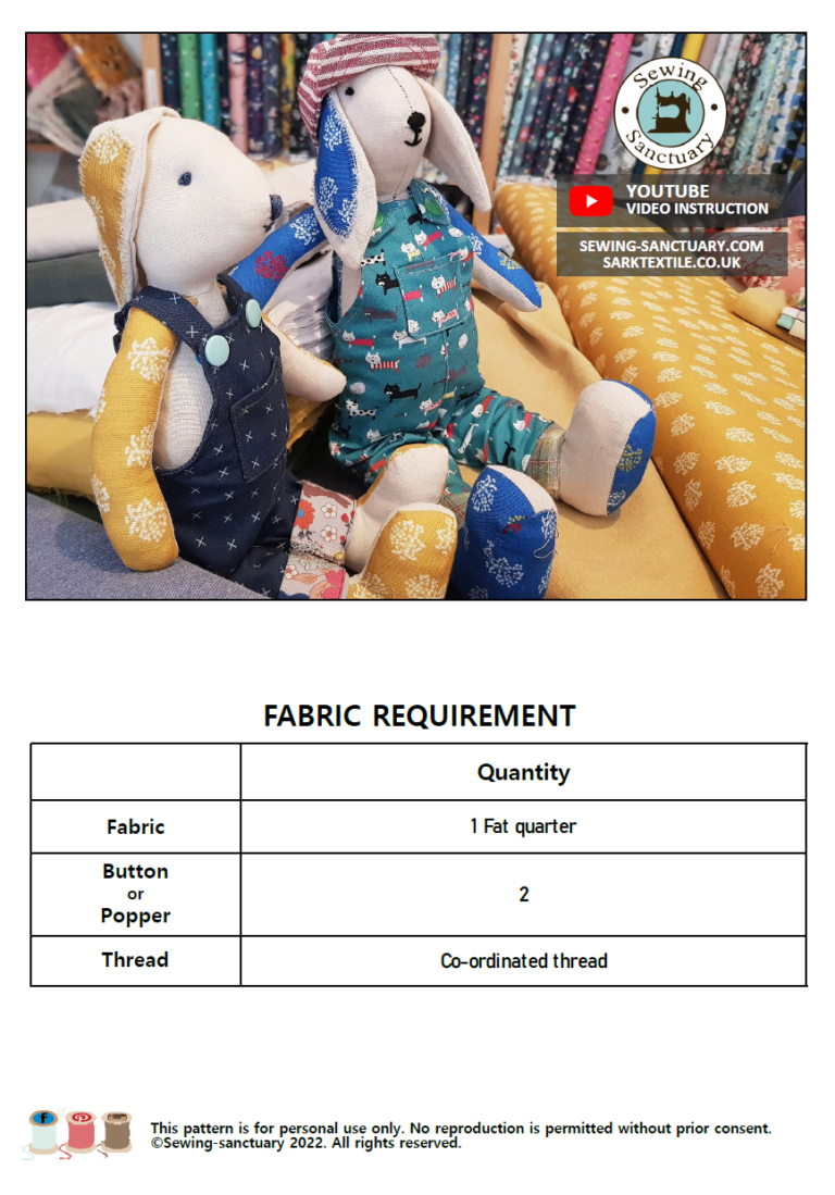 Toy Rabbit Clothes Pattern Dungarees