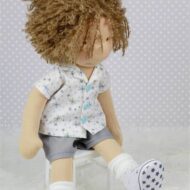 Ollie Dolly Doo Dah Waldorf inspired doll wearing shorts and shirt