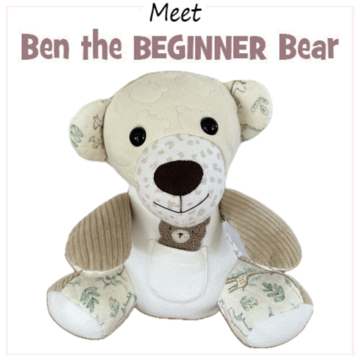 Ben the beginner bear pattern to create a beautiful handmade bear.