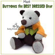 Funky Friends Buttons Best Dressed Bear Pattern