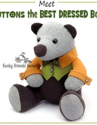 Funky Friends Buttons Best Dressed Bear Pattern
