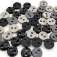 Trimits Mini Buttons for miniature toy making and toy clothes in colour- black, grey and white