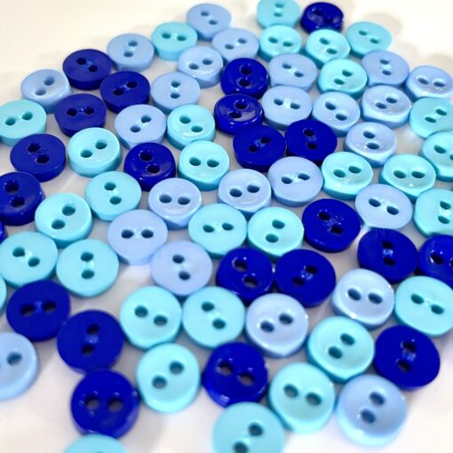 Trimits Mini Buttons for miniature toy making and toy clothes in colour- blue.
