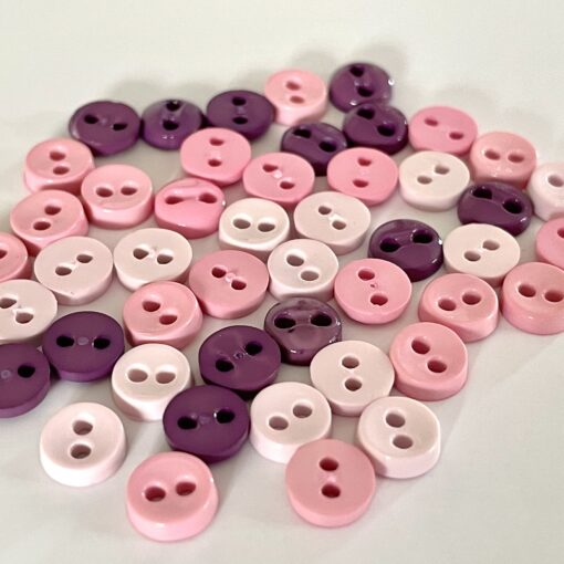 Trimits Mini Buttons for miniature toy making and toy clothes in colour- Pink and Lilac