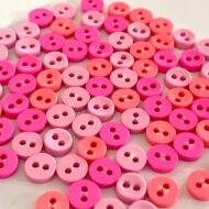 Trimits Mini Buttons for miniature toy making and toy clothes in colour- hot pink