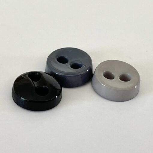 Trimits Mini Buttons for miniature toy making and toy clothes in colour- black, grey and white