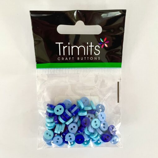 Trimits Mini Buttons for miniature toy making and toy clothes in colour- blue