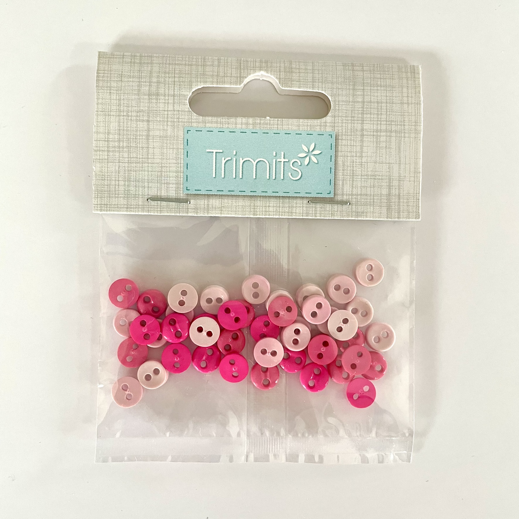 Trimits Mini Buttons for miniature toy making and toy clothes in colour- pink