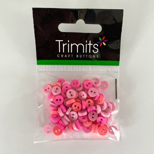 Trimits Mini Buttons for miniature toy making and toy clothes in colour- pink