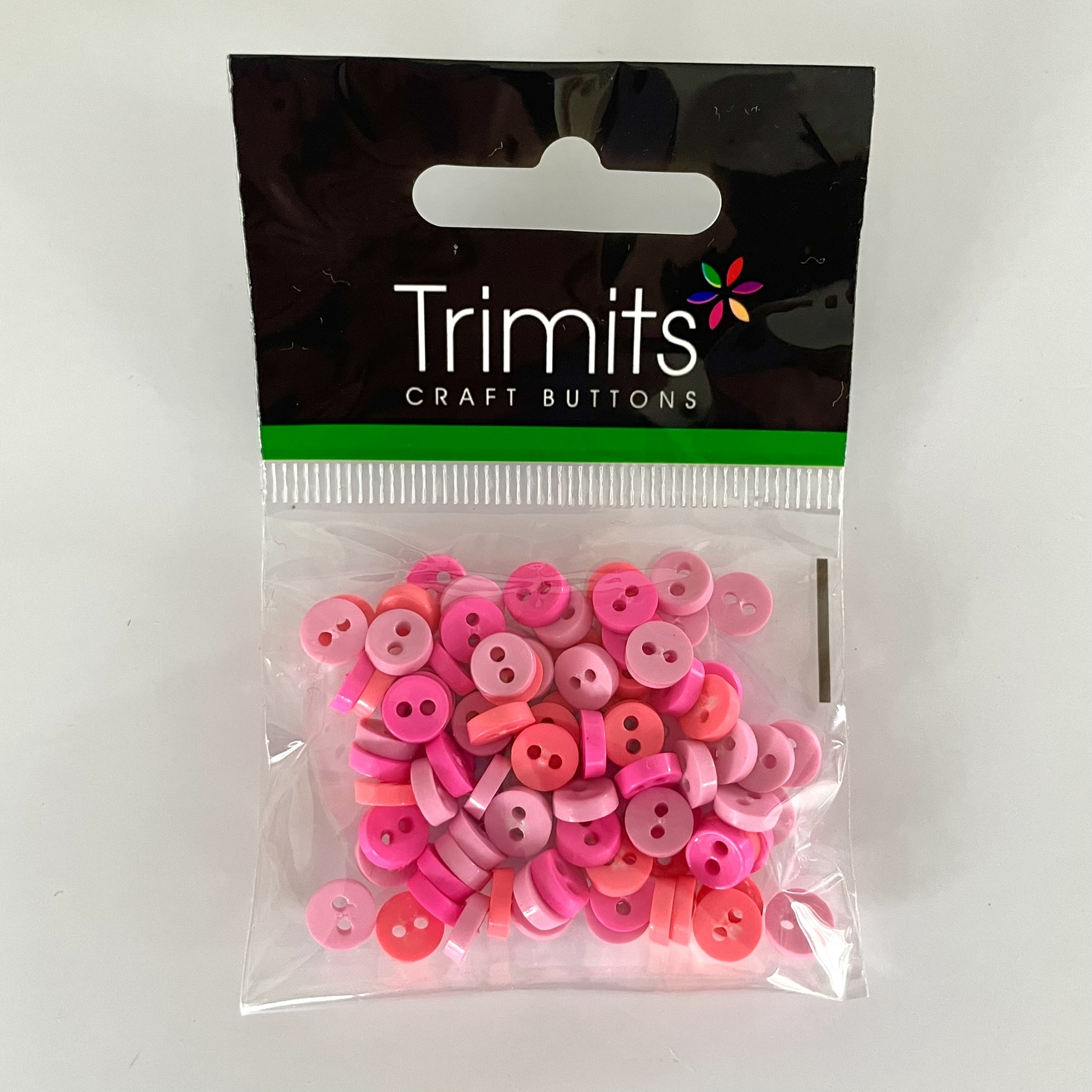 Trimits Mini Buttons for miniature toy making and toy clothes in colour- pink