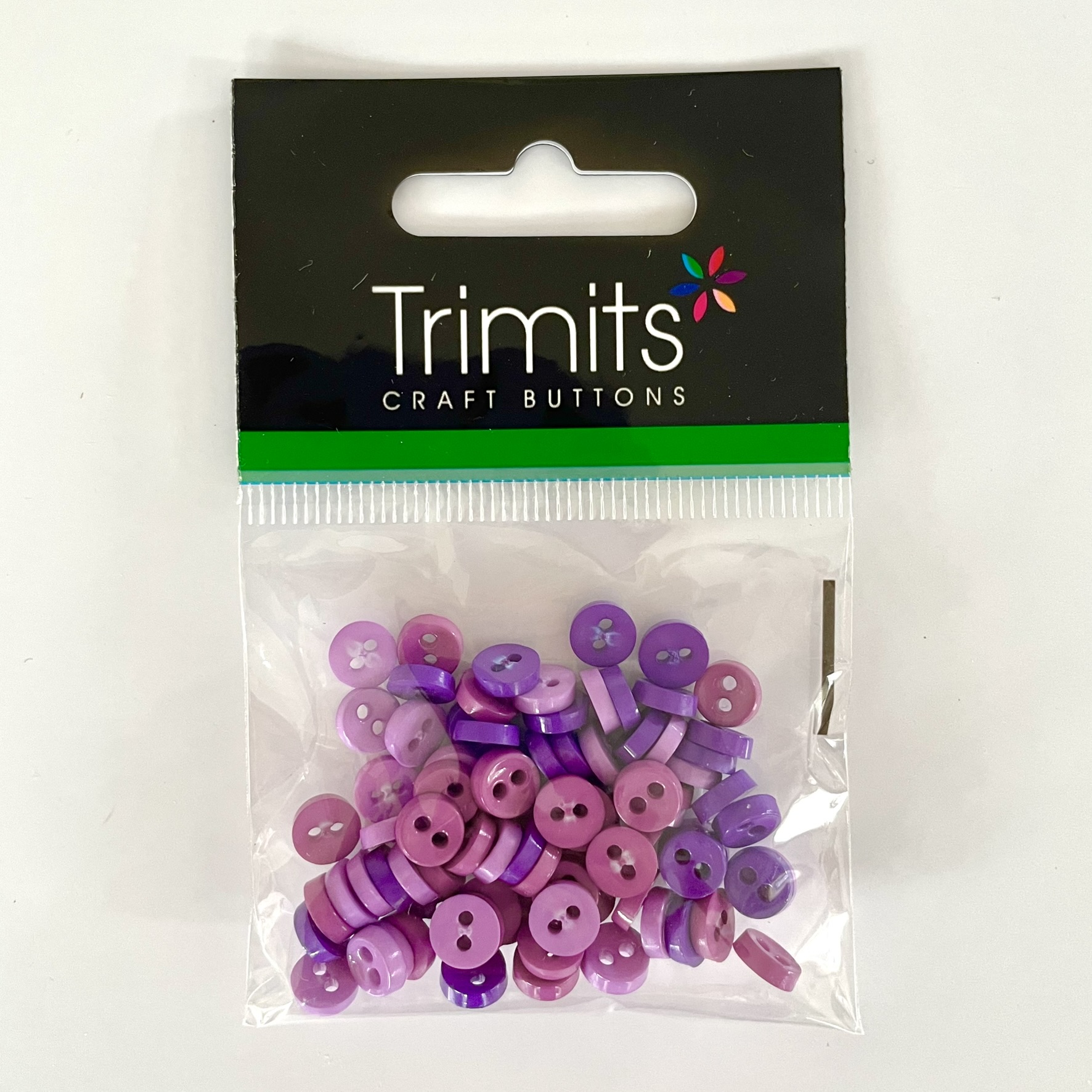 Trimits Mini Buttons for miniature toy making and toy clothes in colour- purple