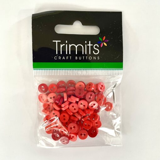 Trimits Mini Buttons for miniature toy making and toy clothes in colour- red