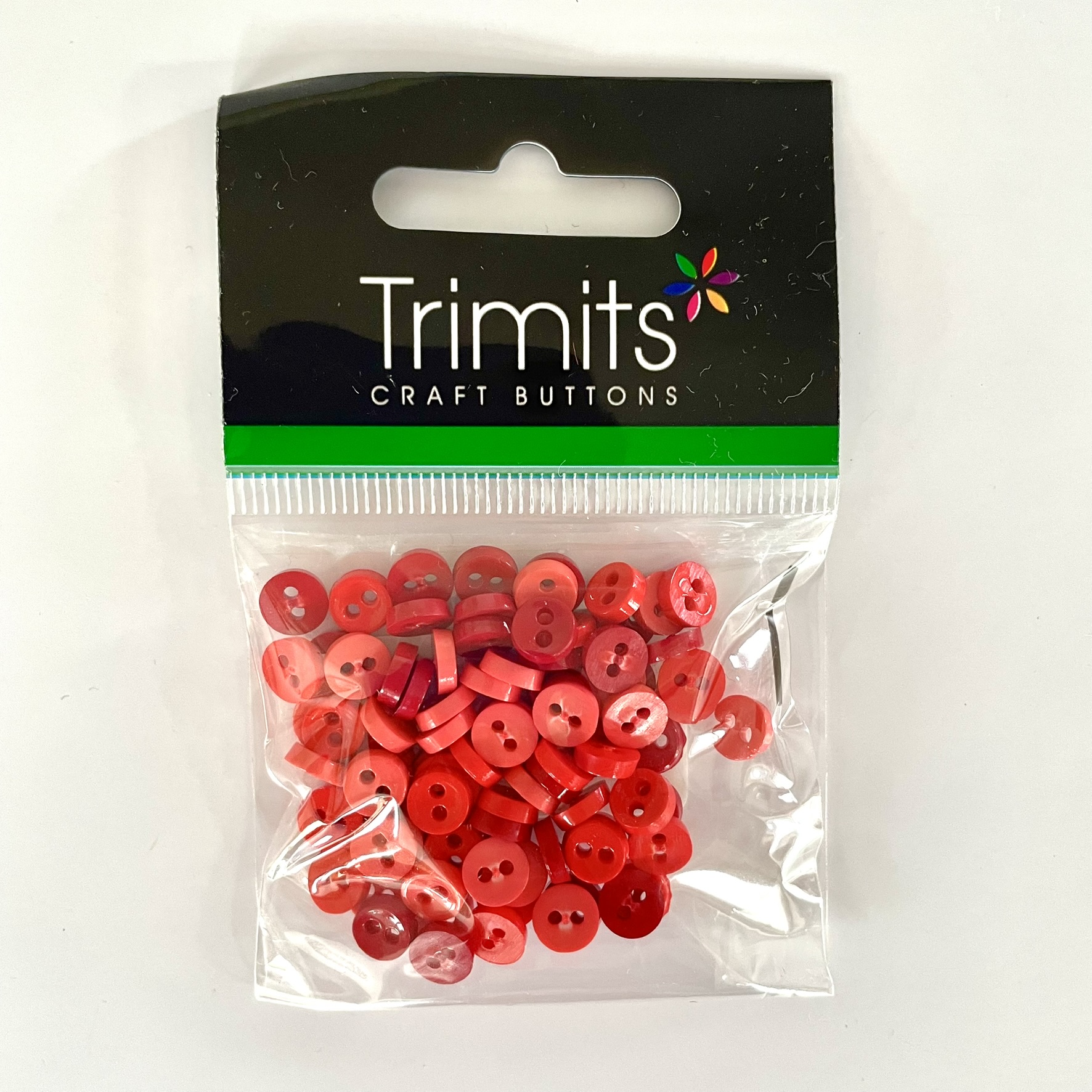 Trimits Mini Buttons for miniature toy making and toy clothes in colour- red