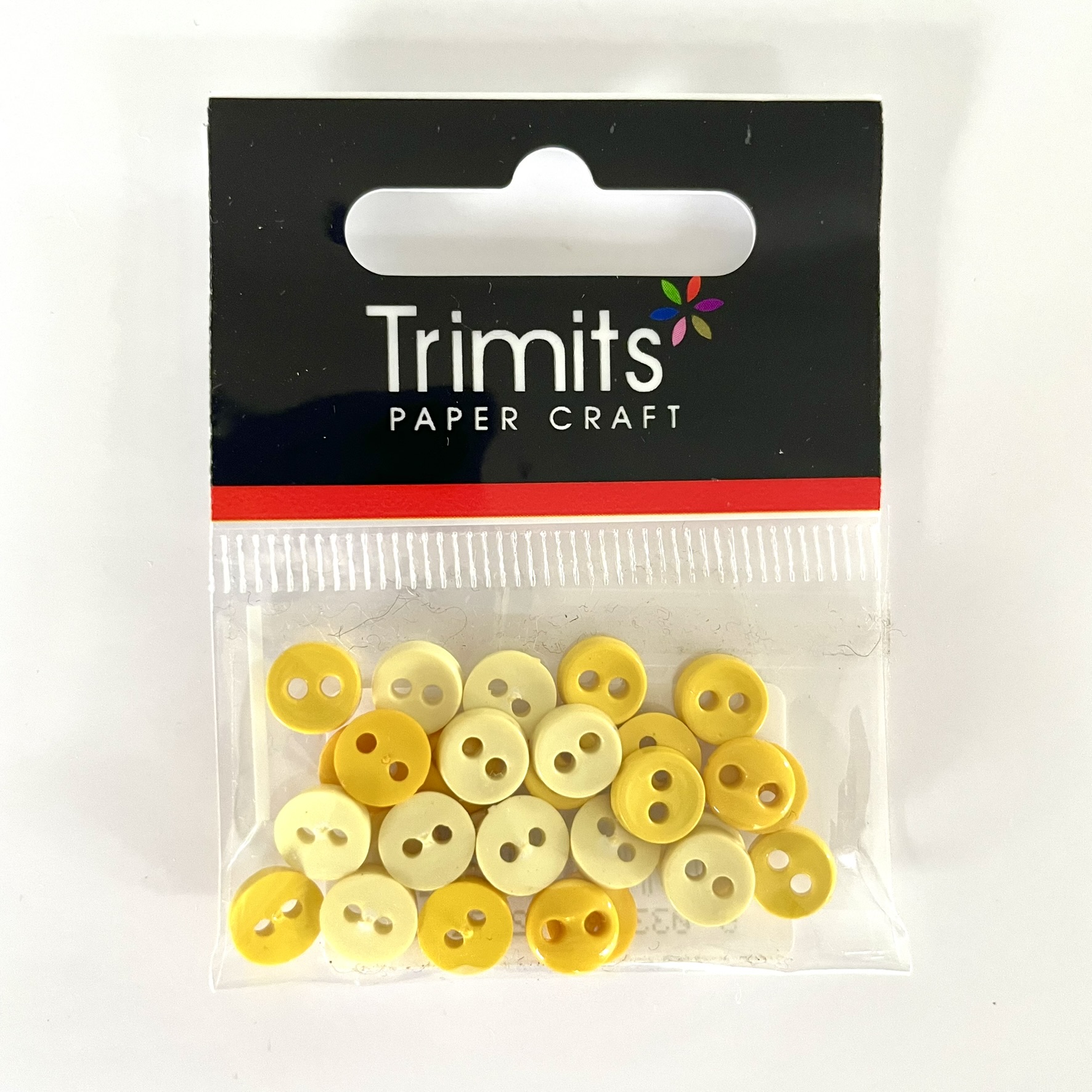 Trimits Mini Buttons for miniature toy making and toy clothes in colour- yellow