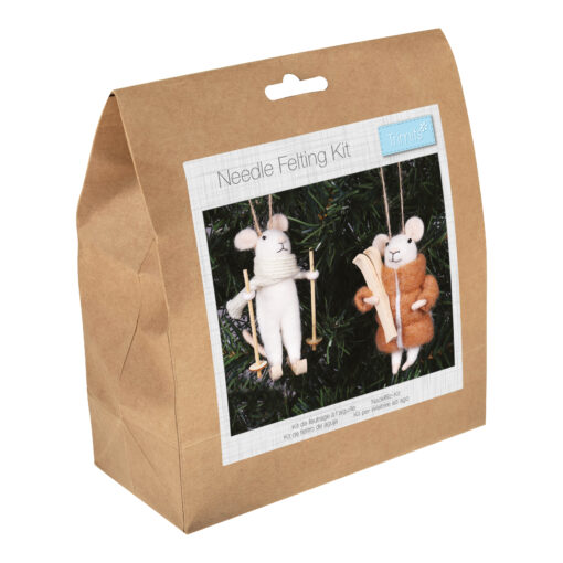 Trimits Needle Fellting Skiing White Mice Kit