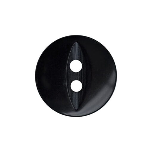 Black fish eye buttons in 12mm size and packs of 20
