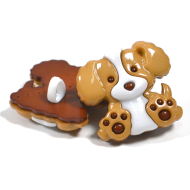 Plastic dog Button with shank to attach onto clothing and toys,