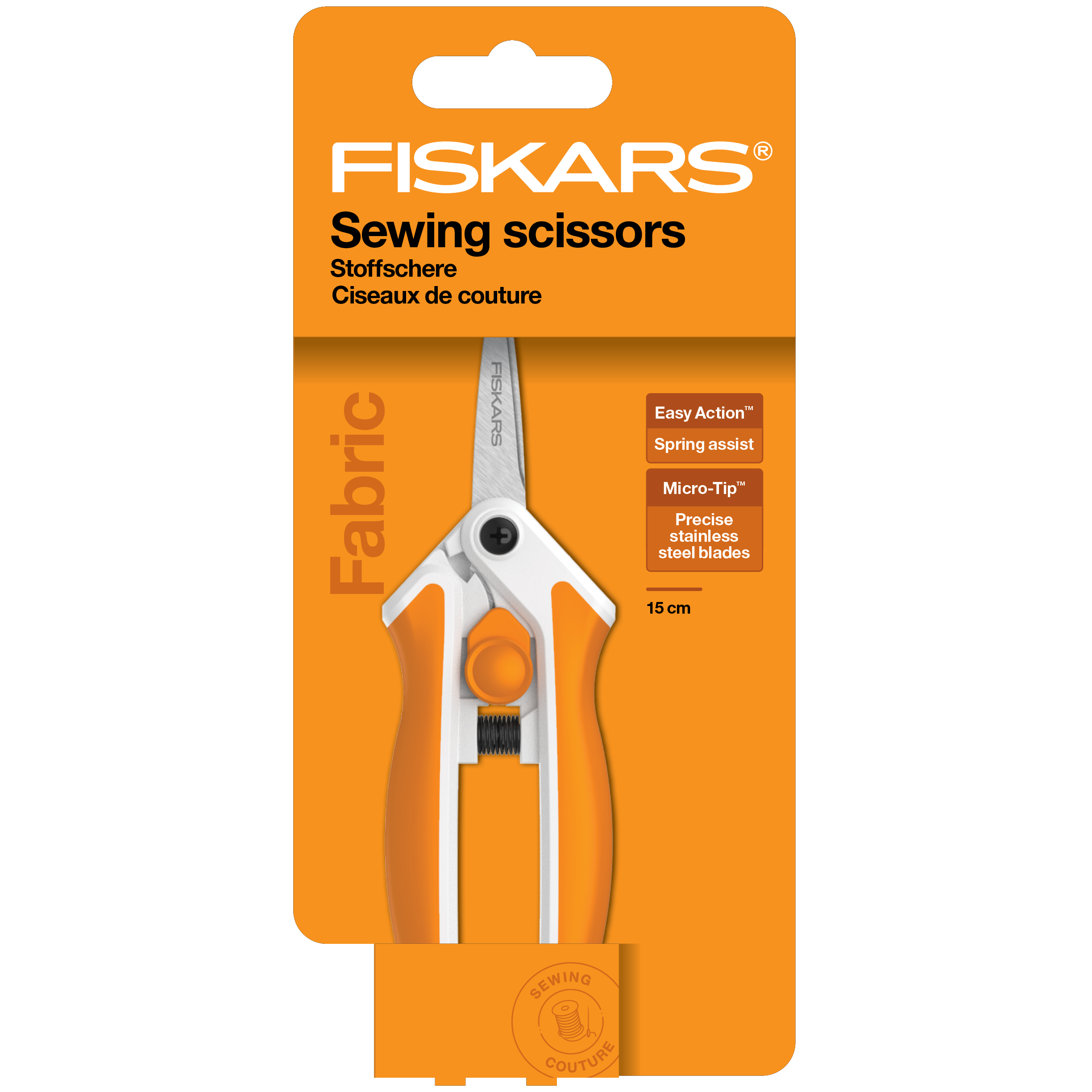 Fiskar 15cm sewing scissors with precise stainless steel micro-tip blades