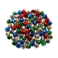 Assorted 15mm Christmas Bells in Colours red, green, blue, gold and silver.