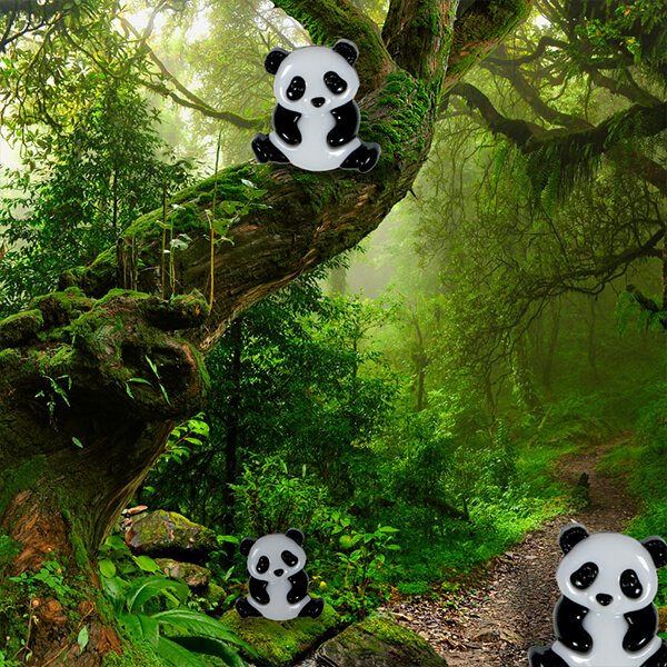 Plastic Panda Button with shank to attach onto clothing and toys,