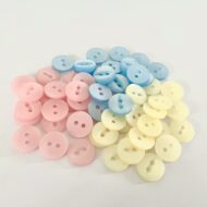 Pastel 12mm Fish eye buttons with pearl sheen in colours pastel pink, pastel yellow and pastel blue