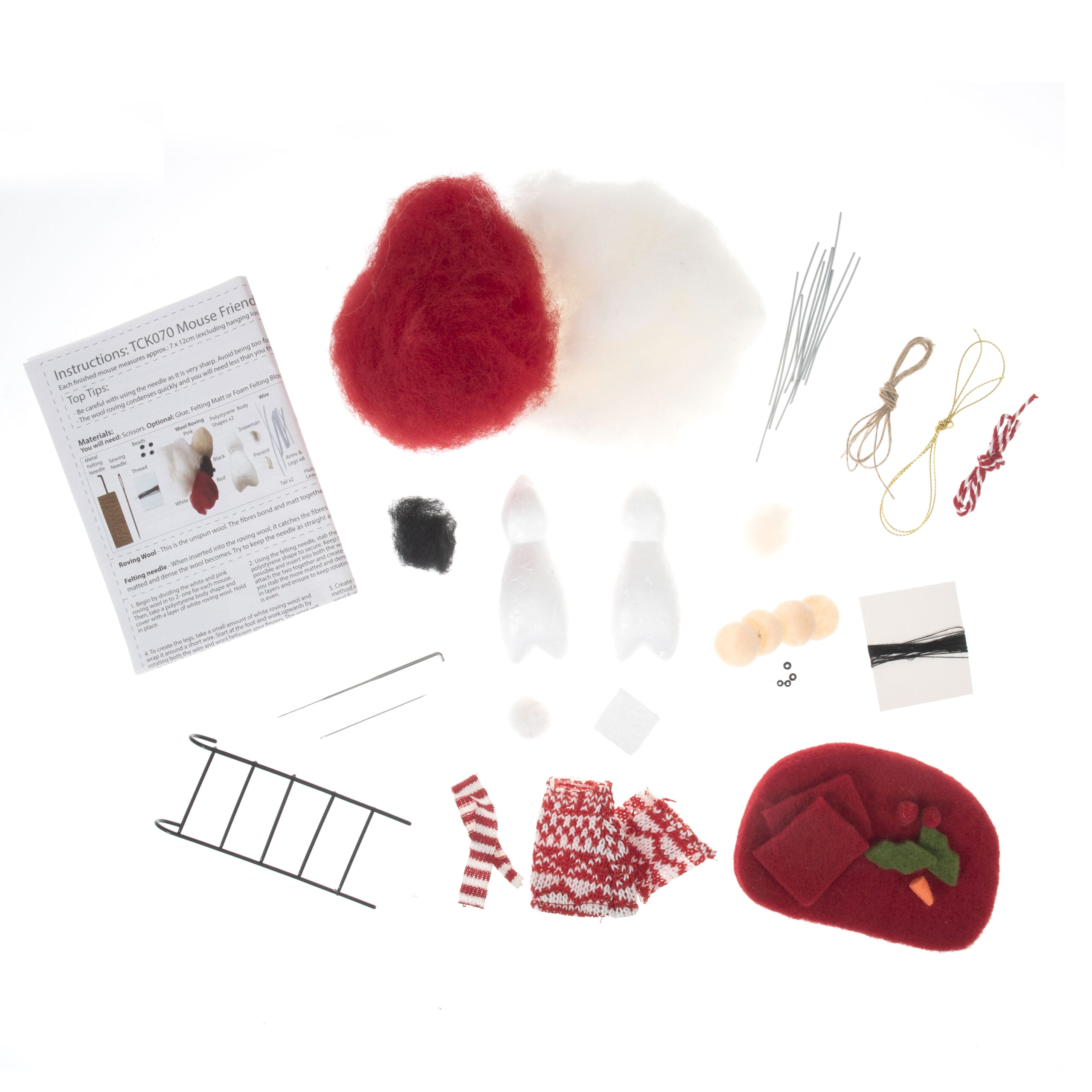 Trimits Needle Felt Kit Mice Friends Duo Kit contents