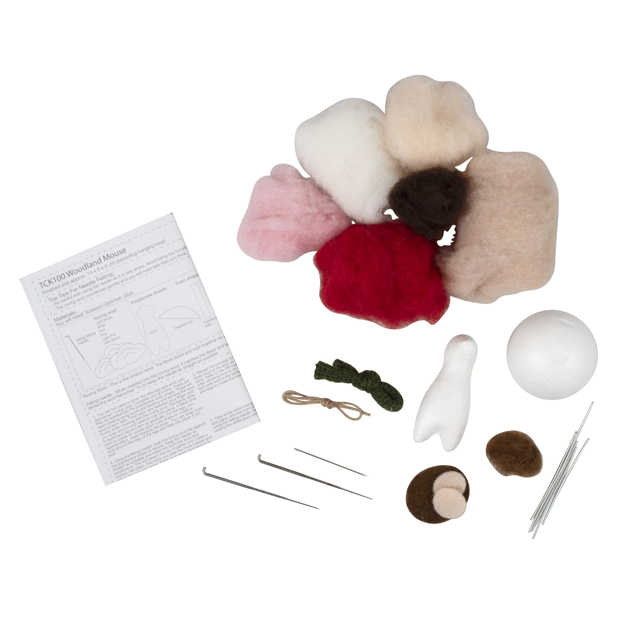 Trimits Needle Felting Woodland Mouse Kit Contents