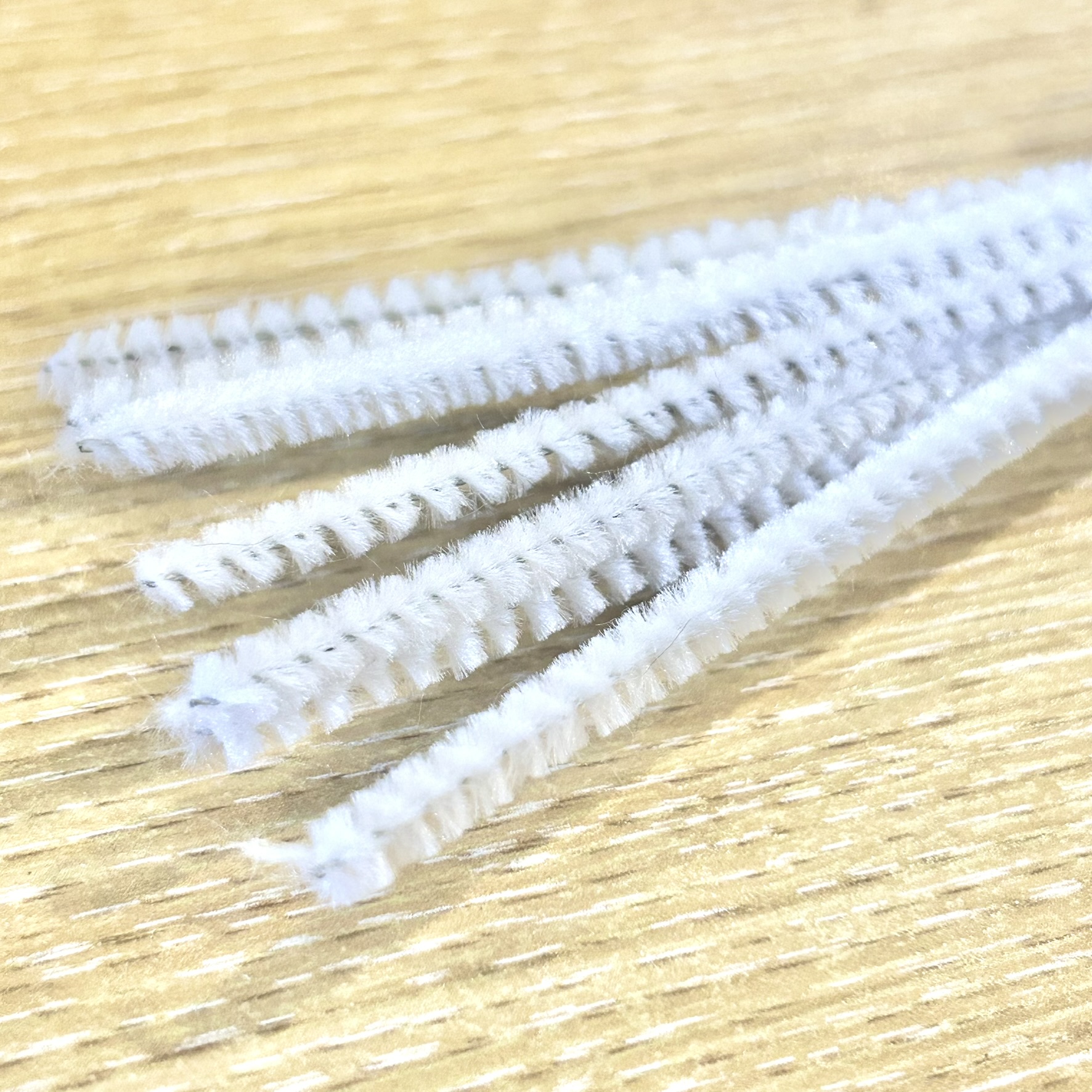 white chenille pipe cleaners 15cm length